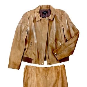 NWT Talbots Tan 100% Leather Bomber Jacket size 14p